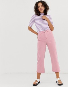Розовые укороченные джинсы с широкими штанинами Vero Moda-Фиолетовый