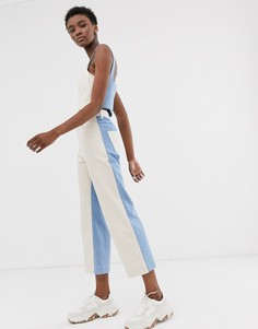 Комбинируемые двухцветные укороченные джинсы ASOS WHITE-Синий