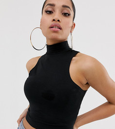 Черный кроп-топ с высоким воротом ASOS DESIGN Petite