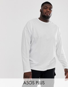 Белая oversize-футболка с длинным рукавом ASOS DESIGN Plus-Белый