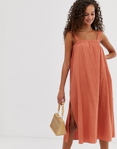 Сарафан-трапеция миди ASOS DESIGN-Коричневый