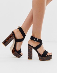 Черные босоножки на платформе с черепаховой подошвой Public Desire - Robin-Черный