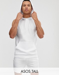 Белый фактурный худи в рубчик без рукавов ASOS DESIGN Tall