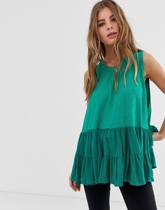Плиссированный топ Free People-Зеленый