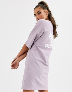 Сиреневое платье-футболка adidas Originals-Фиолетовый