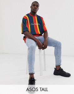 Oversize-свитшот с короткими рукавами и полосками ASOS DESIGN Tall-Красный