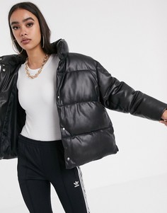 Дутая куртка из искусственной кожи ASOS DESIGN-Черный