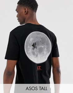 Свободная футболка с принтом спереди и сзади ASOS DESIGN Tall E.T.-Черный