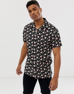 Черная рубашка с отложным воротником и принтом Jack & Jones Originals-Черный