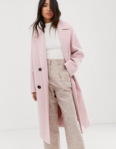 Розовое классическое пальто с эффектными пуговицами ASOS DESIGN-Розовый