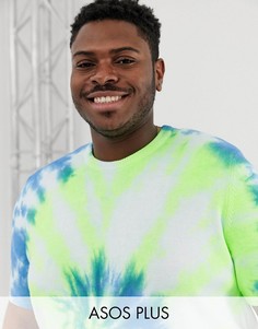 Голубая трикотажная футболка с принтом тай-дай ASOS DESIGN Plus-Синий