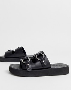Черные кожаные сандалии ASOS DESIGN-Черный