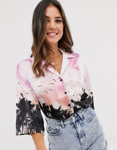 Гавайская рубашка с короткими рукавами и цифровым принтом ASOS DESIGN-Мульти