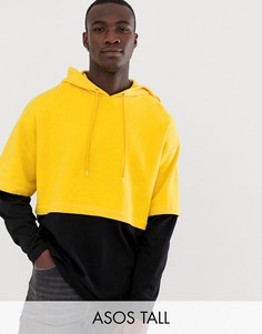 Желтое oversize-худи с двухслойными рукавами ASOS DESIGN Tall-Желтый