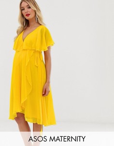 Платье миди с кейпом ASOS DESIGN Maternity-Желтый