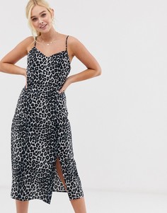 Платье-комбинация на бретелях с леопардовым принтом Gilli-Мульти
