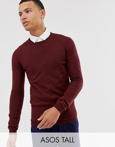 Бордовый обтягивающий джемпер из мериносовой шерсти ASOS DESIGN Tall-Красный