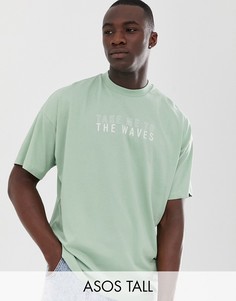 Oversize-футболка с принтом на груди и спине ASOS DESIGN Tall-Зеленый