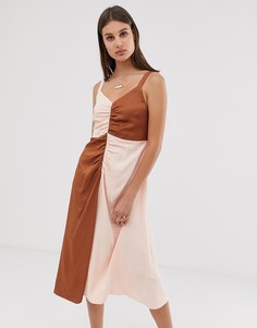 Однотонное платье с контрастной вставкой ASOS WHITE-Мульти