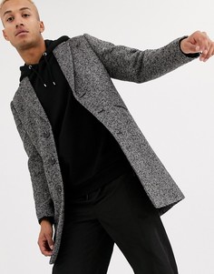 Серое фактурное пальто из смесовой шерстяной ткани ASOS DESIGN-Серый