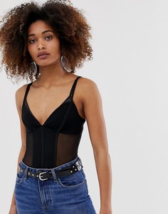 Черное сетчатое боди New Look-Черный