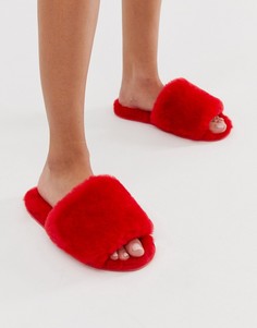 Красные слиперы из овчины ASOS DESIGN Nola-Красный