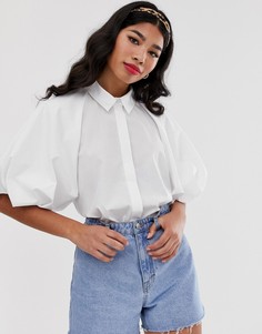 Рубашка с короткими пышными рукавами ASOS DESIGN-Белый