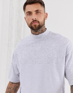 Сиреневый oversize-свитшот из оригинальной ткани с короткими рукавами, круглым вырезом и вставкой сзади ASOS DESIGN-Фиолетовый