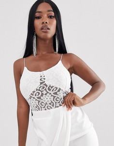 Кружевное боди на бретельках ASOS DESIGN-Белый