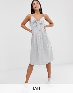 Платье миди в полоску с бантом спереди Missguided Tall-Мульти
