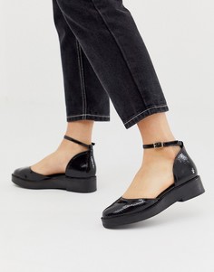 Черные туфли на массивной плоской подошве ASOS DESIGN Mamza-Черный