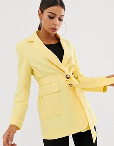 Блейзер с поясом ASOS DESIGN-Желтый