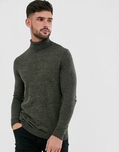 Хлопковая водолазка цвета хаки ASOS DESIGN-Зеленый