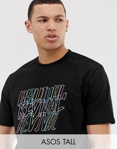 Свободная футболка с вышивкой ASOS DESIGN Tall Revival-Черный