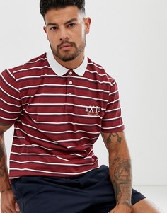 Свободное поло в полоску с принтом римских цифр ASOS DESIGN-Фиолетовый