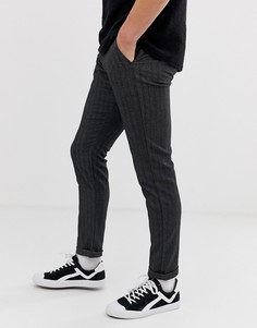 Серые строгие брюки с узором \в елочку\" Jack & Jones Intelligence-Серый