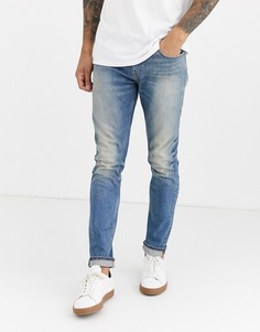 Синие джинсы скинни с выбеленным эффектом ASOS DESIGN Cone Mill Denim American classic-Синий