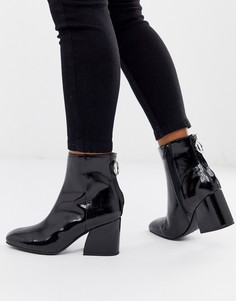 Черные лакированные ботильоны с квадратным носом Steve Madden Roxter-Черный