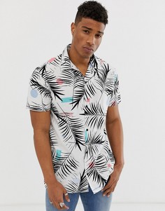 Белая свободная рубашка с отложным воротником и принтом Jack & Jones Originals-Белый