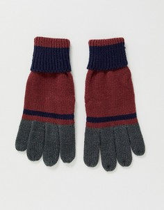 Бордовые перчатки колор блок Boardmans-Красный