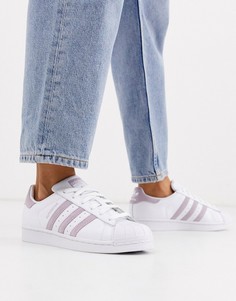 Кроссовки белого и лавандового цвета adidas Originals Superstar-Белый