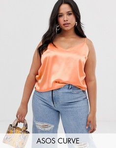 Атласный топ ASOS DESIGN Curve-Оранжевый