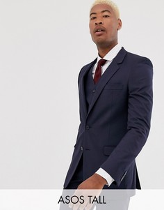 Темно-синий приталенный пиджак ASOS DESIGN Tall