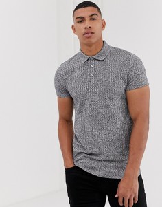 Футболка-поло в рубчик ASOS DESIGN-Серый