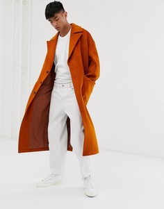 Темно-оранжевое полушерстяное пальто ASOS WHITE-Оранжевый