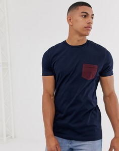Темно-синяя футболка с контрастным карманом ASOS DESIGN-Темно-синий