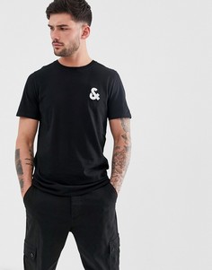 Футболка с круглым вырезом и логотипом на груди Jack & Jones - Essentials-Черный