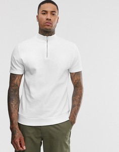 Белый свитшот с короткими рукавами и молнией ASOS DESIGN
