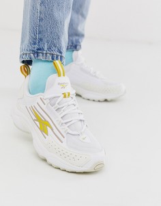 Белые кроссовки с желтой отделкой Reebok - DMX 2K-Белый