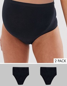 Комплект из 2 трусов с завышенной талией Mamalicious-Черный Mama.Licious